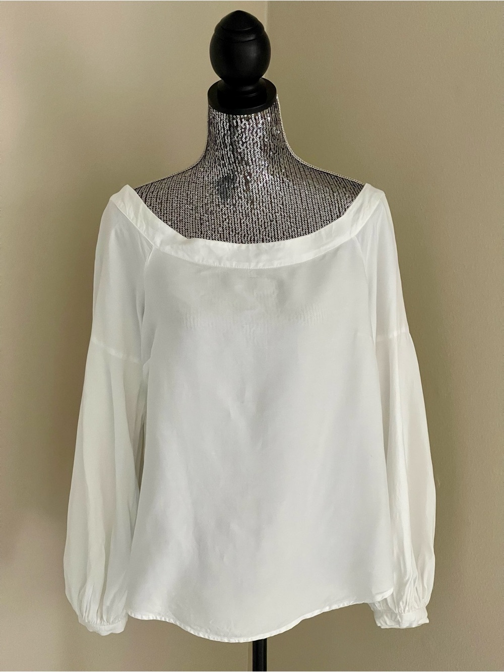 Anthropologie Floret White Off-Shoulder Long Sleeve Women's Top